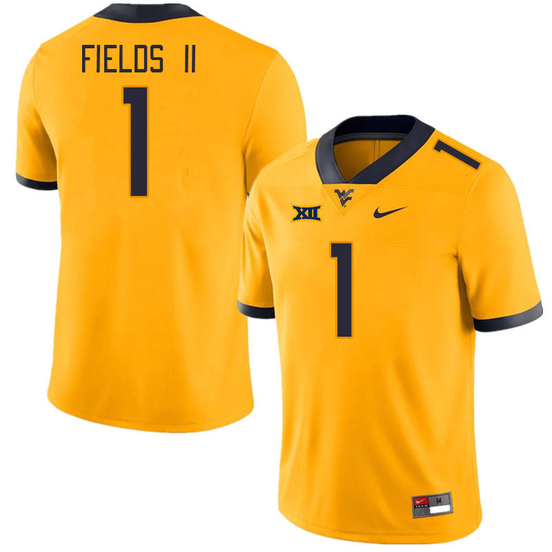West Virginia Mountaineers #1 Tony Fields II College Football Jerseys Stitched Sale-Gold